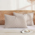 Merryword 100% Cotton Pillow Cases, King Size, Taupe Gingham Pillowcases by Merryword