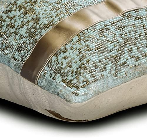 The HomeCentric Decorative Blue Pack of 2, Jacquard Beaded & Foil & Faux - Image 2