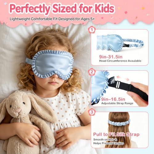 Kids Silk Sleep Mask, 22 Momme 100% Mulberry Silk Eye Mask - Image 3