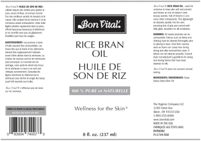 Bon Vital' Rice Bran Oil, 100% Pure and Cold Pressed Carrier Oils - Image 2