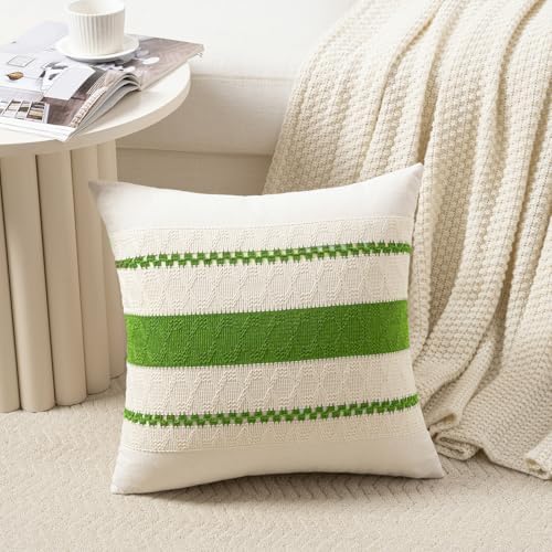 Fancy Homi Set of 2 Boho Lime Green Decorative Throw Pillow Cover 20x20 Inch - Image 2