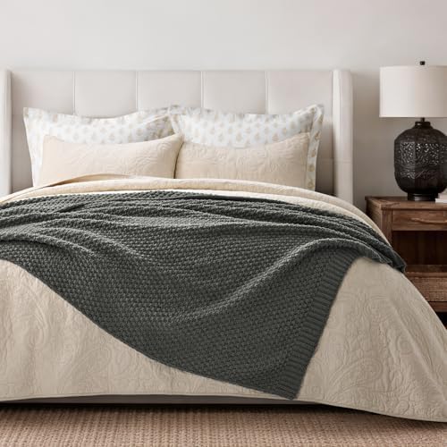 EVERGRACEHOME Chunky Chenille Knit Throw Blanket, 60 x 80, Charcoal Gray - Image 2