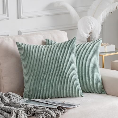 Home Brilliant Couch Pillow Covers 26x26 Set of 2 Super Soft Corduroy Large by HomeBrilliant