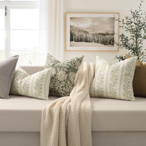 Vintage Throw Pillow Covers 12x20 Set of 2, Striped Floral Pillow Cover - Image 4