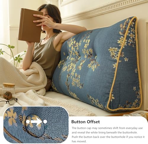 WOWMAX Headboard Pillow King Positioning Bed Reading Wedge Pillow Lake Blue - Image 4