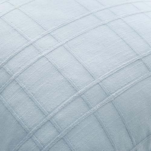 MIULEE Linen Plaid Pillow Covers Decorative 16x16 Coastal Blue - Image 2