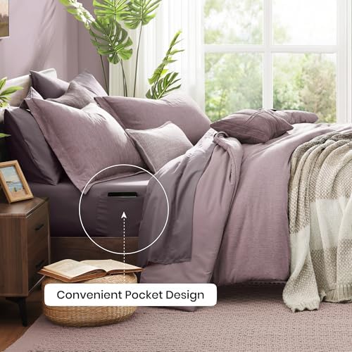 Monbix Full Size Comforter Set 7 Pieces Lilac Cationic Dyeing Bed in a Bag - Image 5