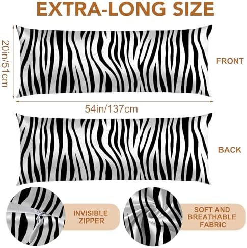 Black and White Body Cooling Pillow Cases Cover, Zebra Print Animal Print Body - Image 2