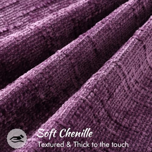decorUhome Chenille Throw Pillow Covers 22x22 Set of 2, Dark Purple - Image 2
