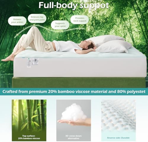 Hansleep King Mattress Topper Memory Foam, King Size Pillow Top Mattress Pad - Image 4