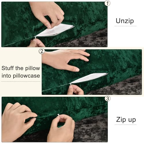 PHF Truly Velvet Body Pillowcase 20" x 54", Emerald Green, No Insert - Image 5