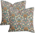 Lady Ann Cotton Throw Pillow Covers Set, Vibrant Paisley Floral Pattern Plant by LadyAnn