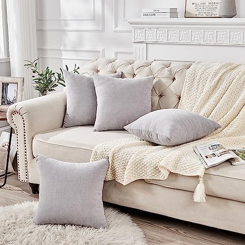 GAWAMAY Light Gray Chenille Throw Pillow Covers 18x18 Set of 4 - Image 4