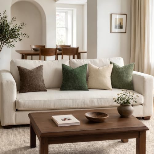 MIULEE Textured Chenille Throw Pillow Covers 22x22 Inch Dark Green - Image 5