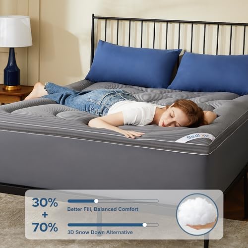 BEDLORE Twin Mattress Topper, Thick Pillow Top Bed Cover Soft Mattress Pad - Image 2