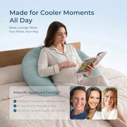 Momcozy J Shaped Cooling Pregnancy Pillow, Maternity Pillow - Image 6