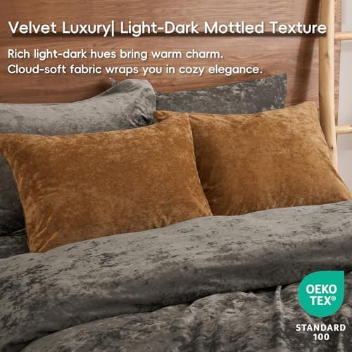 PHF Truly Velvet Pillowcases King 20" x 36", Rusty Burnt Orange, No Insert - Image 2