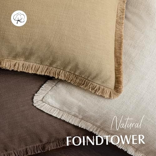 Foindtower Boho Linen Fringe Lumbar Throw Pillow Covers 12×24 Light Khaki - Image 4