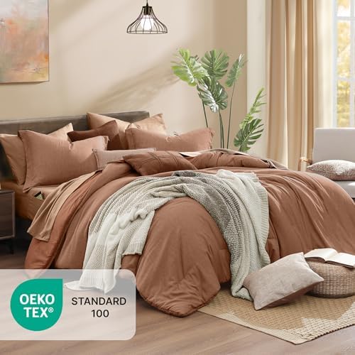 Monbix Super King Plus Comforter Set 7 Pieces Autumn Leaf Bed in a Bag - Image 5