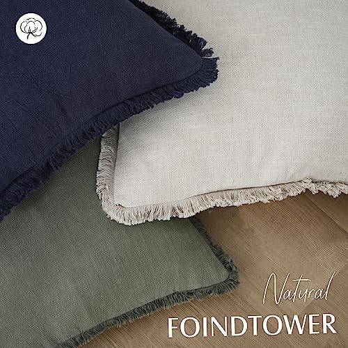 Foindtower Decorative Linen Fringe Throw Pillow Covers 20×20 Inch - Image 4
