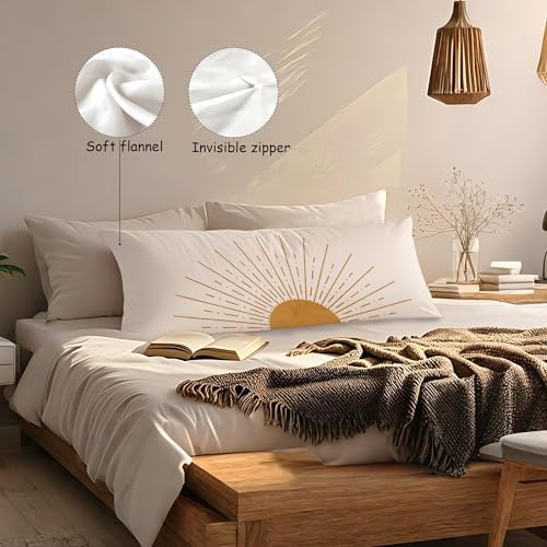 Boho Sun Sunset Sunrise 20x54 Body Pillow Cover Case, Mid Century Modern - Image 3