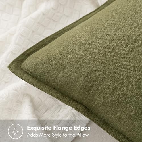 MIULEE Decorative Linen Pillow Covers 20x20 Inch Green - Image 2