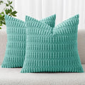MIULEE Corduroy Decorative Throw Pillow Covers 18x18 Aqua Green Pack of 2 by MIULEE