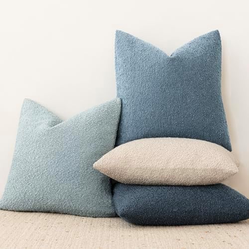 Foindtower Decorative Textured Boucle Throw Pillow Covers 26x26 Misty Blue - Image 6