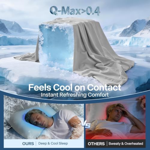 Luxury Cooling Pillowcases Queen Size 2 Pack, Q-Max>0.4 Cool Touch - Image 2