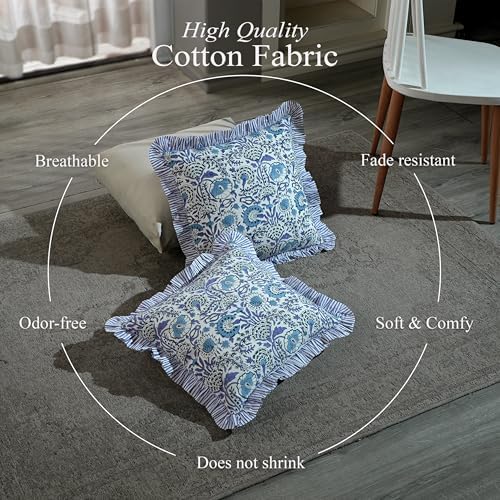 CPC Indigo Blue Ruffle Throw Pillow Covers - Image 3