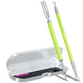 2PCS Metal Neon Green Cuticle Pusher and Cutter Remover Salon Quality Stainless by GA%26EN