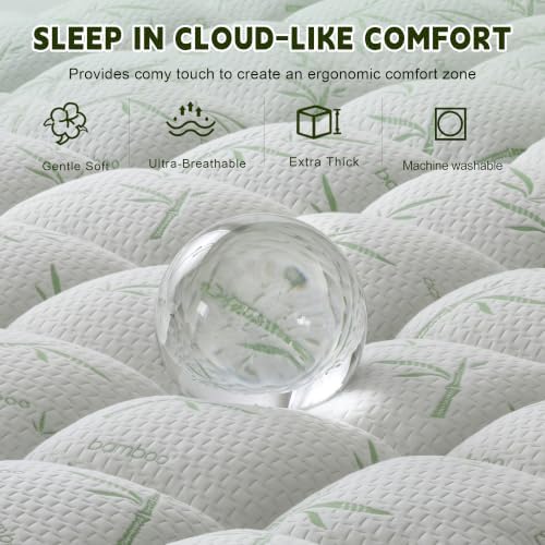 4 Inch Mattress Topper Memory Foam Cooling Bamboo Queen Size - Image 5