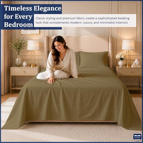 Cottingon 4 Piece Twin Sheets Fits 16" Deep, Egyptian Cotton - Image 3
