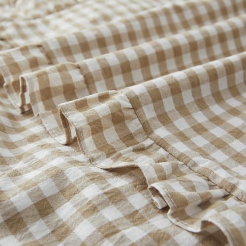 KKJIAF 2 Pcs Plaid Ruffle Pillow Case King Size, Taupe Plaid - Image 6