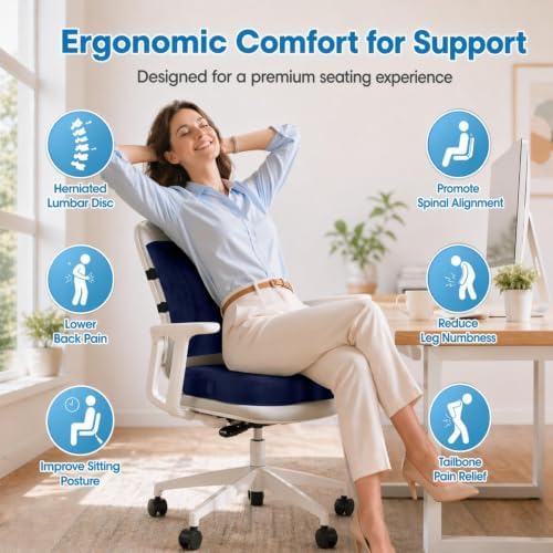 CloudBliss Ergonomic Seat Cushion & Lumbar Support Pillow Set - Image 2