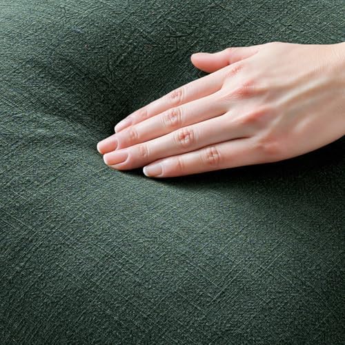MIULEE Linen Fringe Decorative Euro Throw Pillow Covers Army Green 22x22 - Image 2