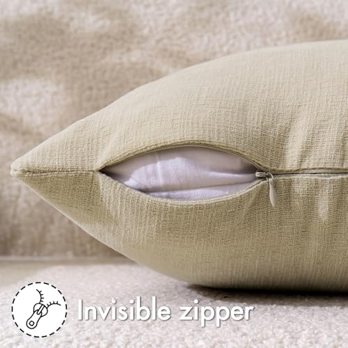 MIULEE Ivory Chenille Couch Throw Pillow Covers - Image 3