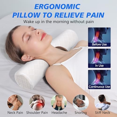 Cozyhealth Cervical Roll Pillow, Medium Soft Memory Foam Neck Round Pillow - Image 3