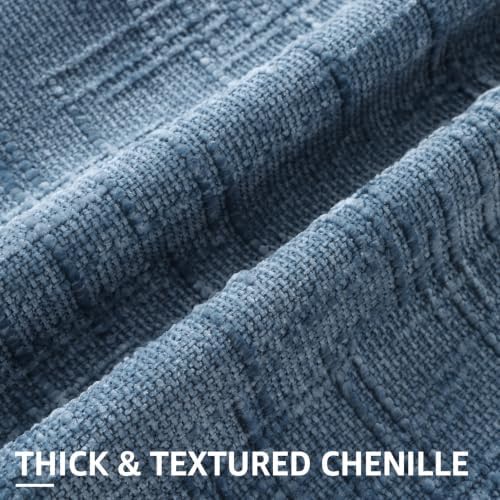 decorUhome Textured Chenille Throw Pillow Covers 20x20 Set of 2 Blue - Image 2