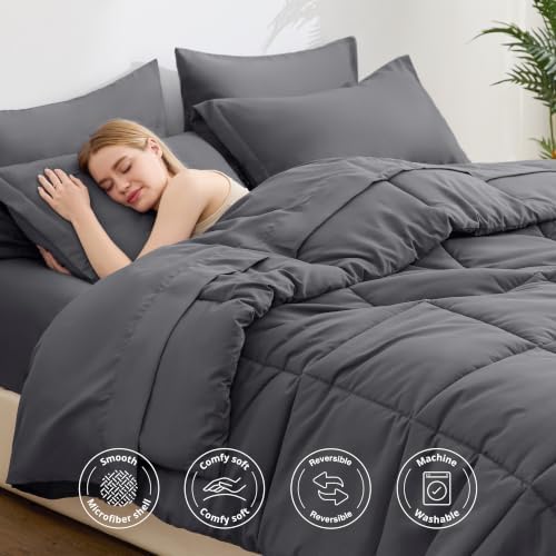 Love's cabin California King Comforter Set Soot Grey, 7 Pieces California King - Image 3