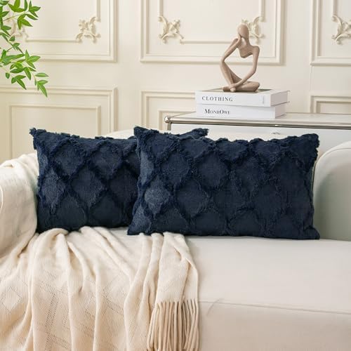 Set of 2 Soft Moroccan Throw Pillow Covers 12x20 Inch Plush Boho Decorative by Cozoomy