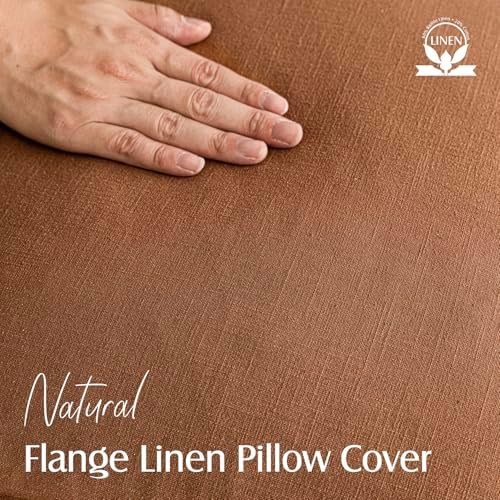 Foindtower Linen Solid Decorative Throw Pillow Covers 22x22 Orange Brown - Image 2