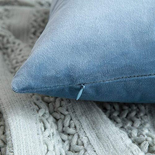 MIULEE 12x20 Inch Lumbar Velvet Throw Pillow Covers Blue Gray - Image 5