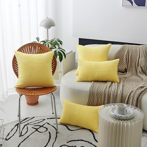 Home Brilliant Yellow Pillow Covers Super Soft Velvet Couch Throw Pillows 2 - Image 3