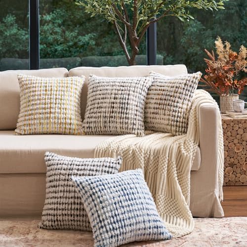 Aeckself Boho Chenille Tufted Pillow Cover 20x20 Inch, Decorative Square Throw - Image 5