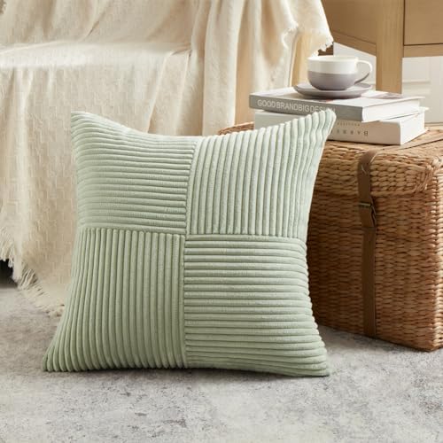 Fancy Homi 2 Packs Sage Green Samll Decorative Throw Pillow Covers 14x14 Inch - Image 2