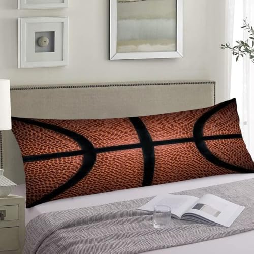 Basketball Body Pillow Cover 20x54 Pillow Case Basketball Spot Leather Texture - Image 2