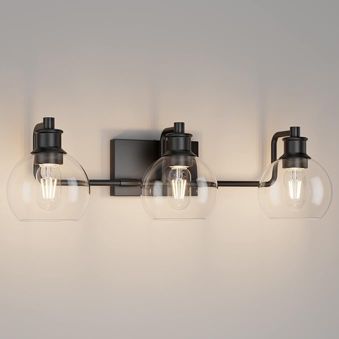 Tipace Black Vintage Bathroom Vanity Light Fixtures Over Mirror Glass Globe 3 by Tipace