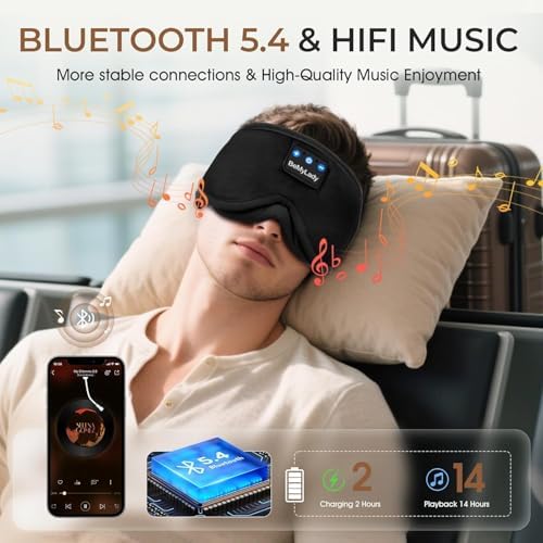Sleep Mask with Bluetooth Headphone, 100% Blackout, Zero Eye Pressure - Image 5