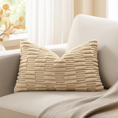 Kevin Textile 14x22 Inch Lumbar Pillow Cover 1 Pack Soft Plush Stripe by KevinTextile